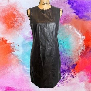 VINCE. 100% LEATHER sleeveless brown mini dress